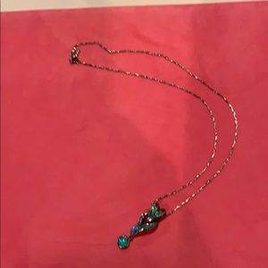 Sterling silver Opal and diamond necklace